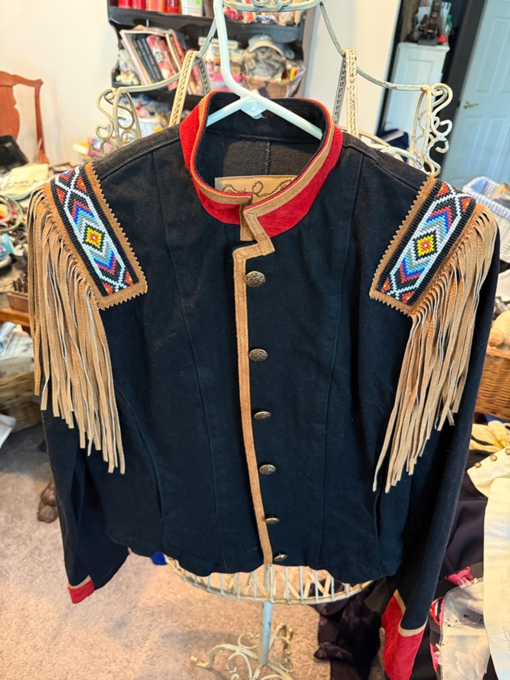 PHOENIX USA FRONTIER COLLECTION JACKET SIZE MEDIUM FRINGE COLORED BEADING